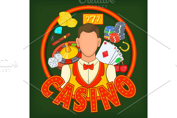 Casino games concept, cartoon style