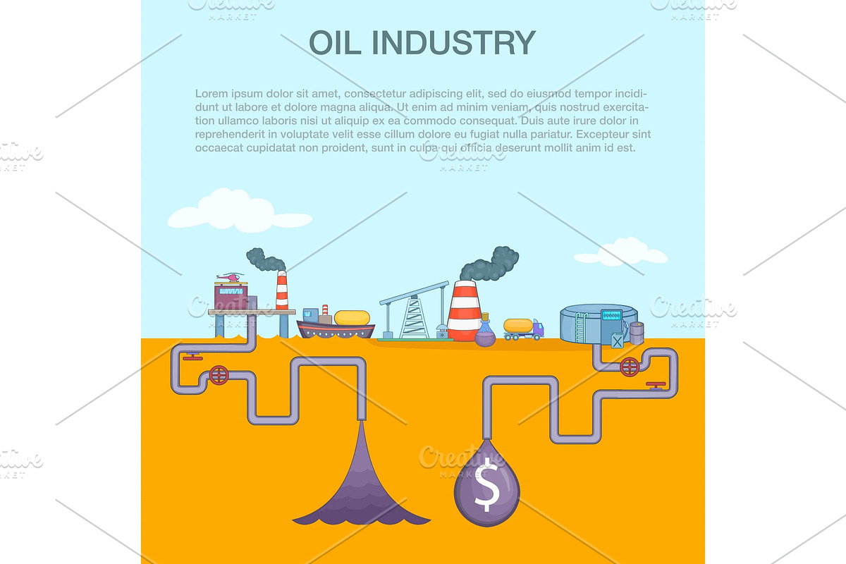 Oil industry cycle concept, cartoon in Illustrations - product preview 8