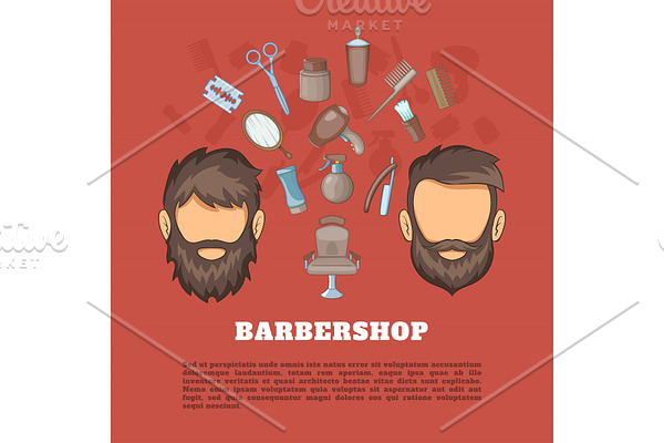 Barbershop tools concept, cartoon
