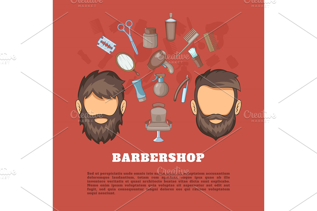 Barbershop tools concept, cartoon in Illustrations - product preview 8