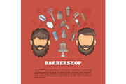 Barbershop tools concept, cartoon