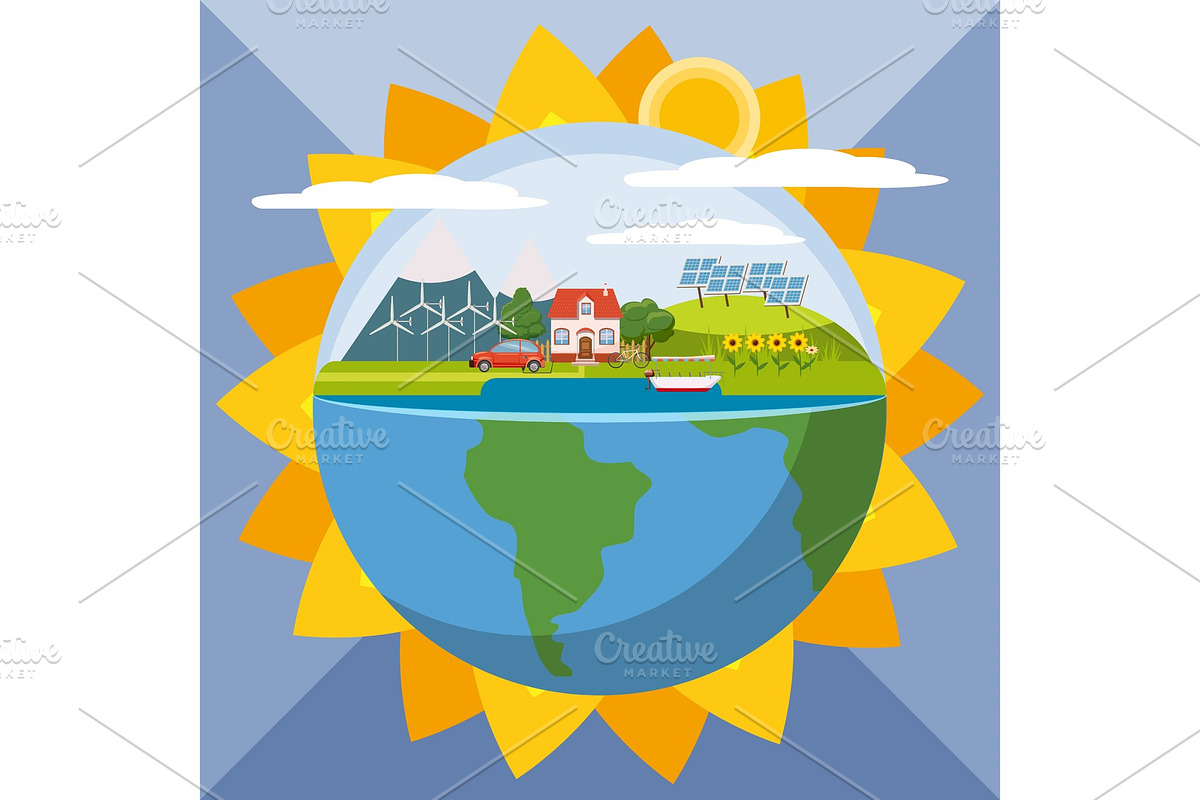 Sunflower global ecology concept in Illustrations - product preview 8