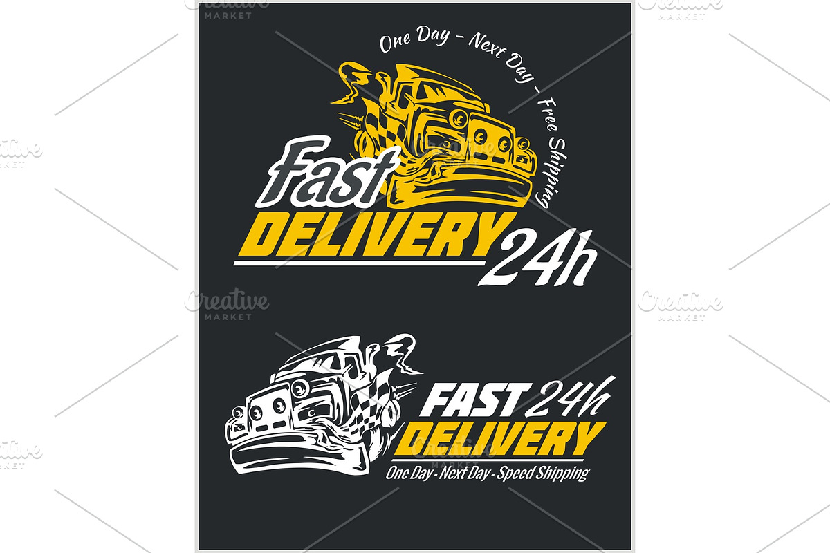 Delivery elements. Yellow and white in Illustrations - product preview 8