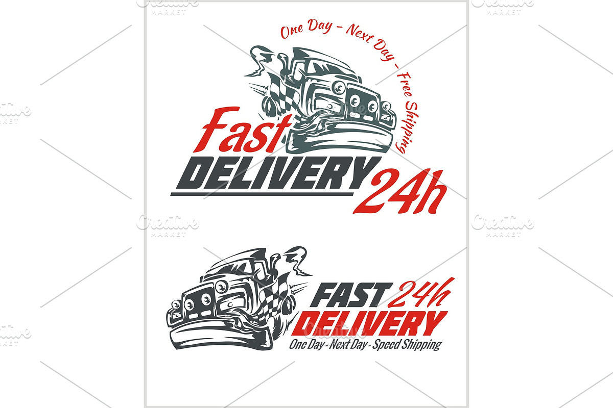 Delivery elements. Gray and red in Illustrations - product preview 8