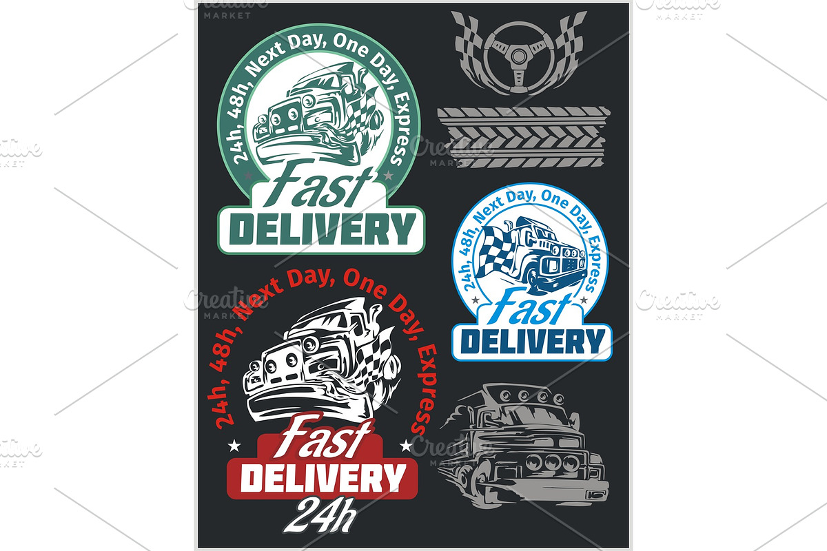 Delivery emblems and vector elements in Illustrations - product preview 8