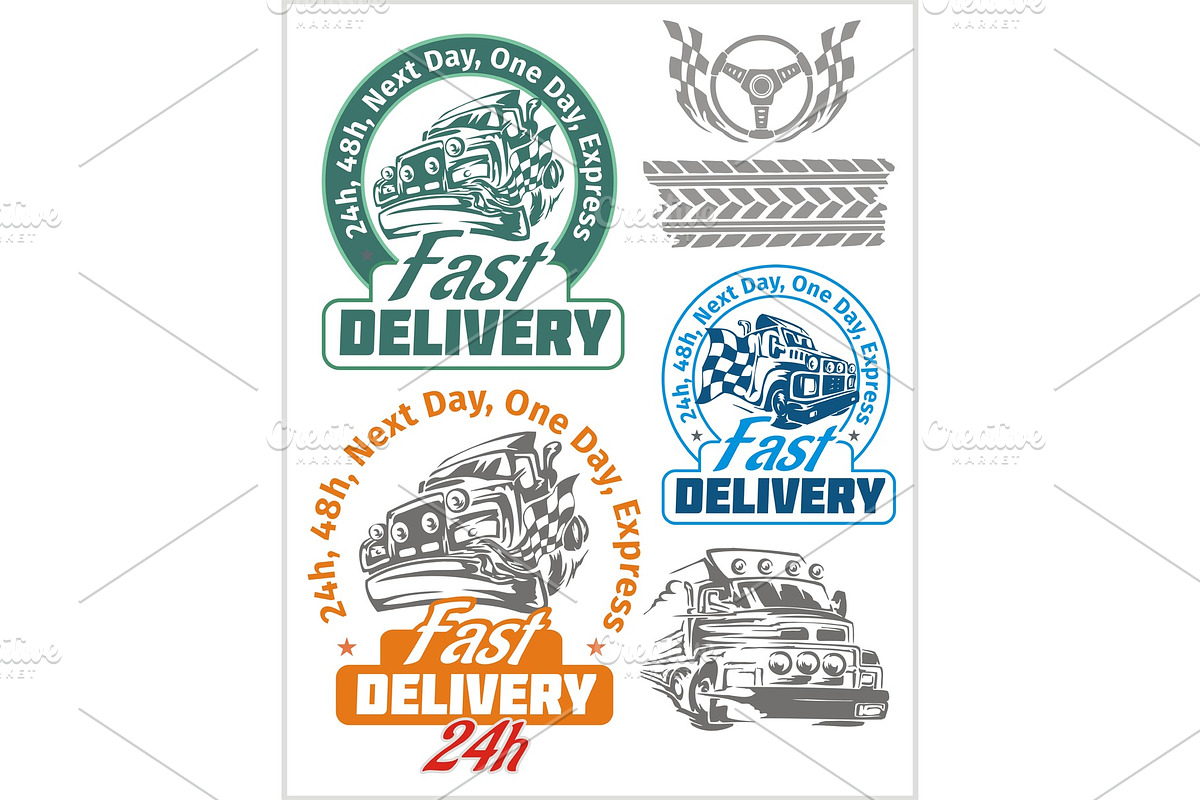 Delivery emblems and vector elements in Illustrations - product preview 8