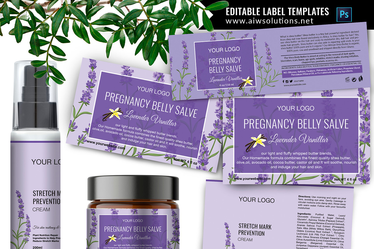 Purple Lavender Label Template in Stationery Templates - product preview 8