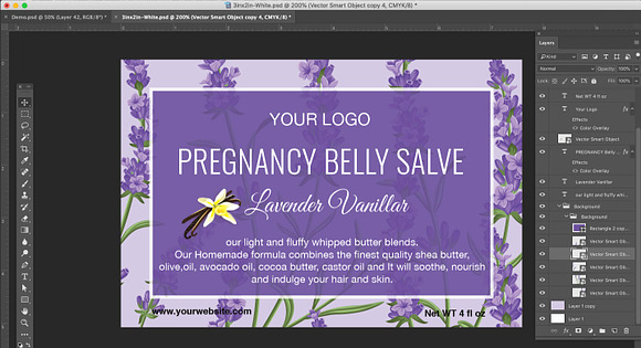 Purple Lavender Label Template in Stationery Templates - product preview 3