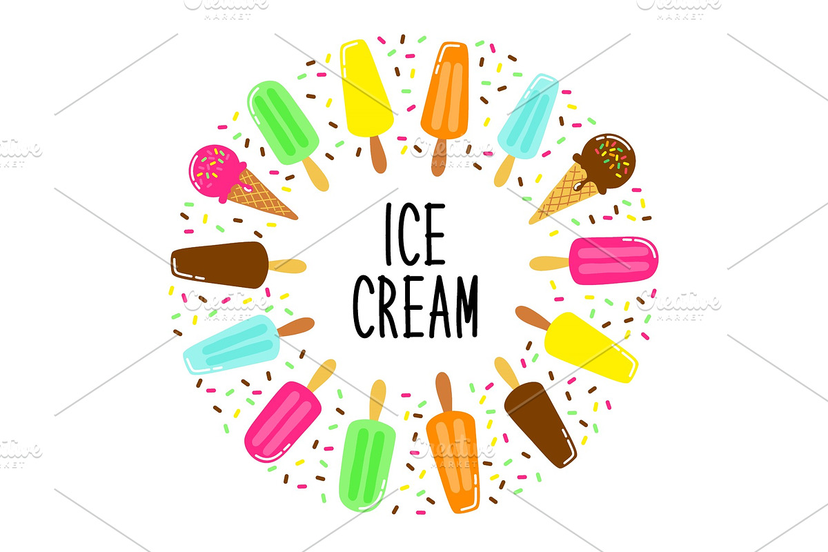 Cute Ice Cream collection background in Illustrations - product preview 8