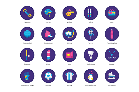 70 Sport Equipment Icons | Orchid in Football Icons - product preview 2