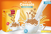 Cereals and milk package mockup