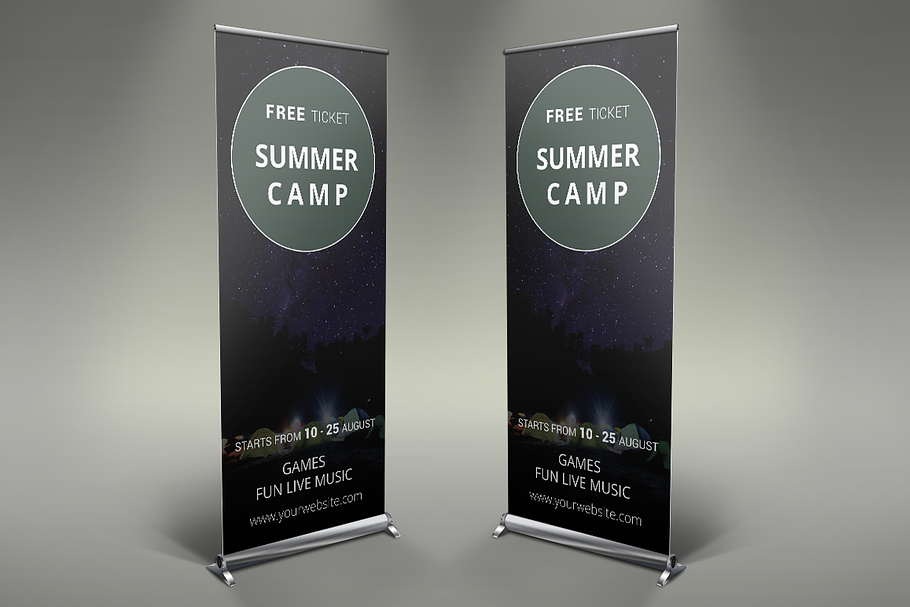 Camping Roll Up Banner in Presentation Templates - product preview 8
