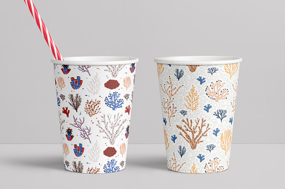 Corals and seaweed set and seamless in Illustrations - product preview 1