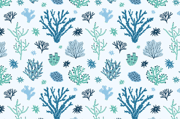 Corals and seaweed set and seamless in Illustrations - product preview 5