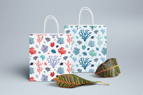 Corals and seaweed set and seamless in Illustrations - product preview 6