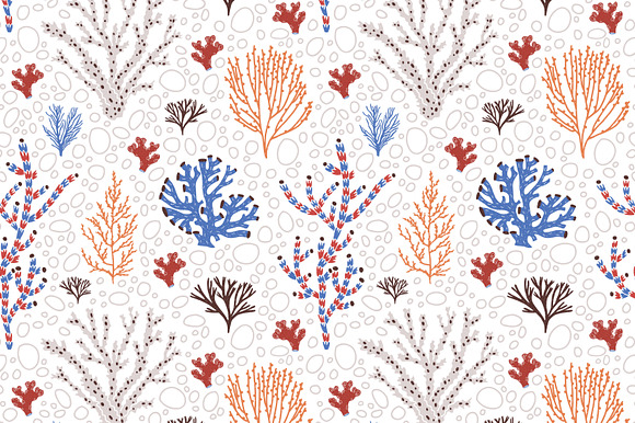 Corals and seaweed set and seamless in Illustrations - product preview 12