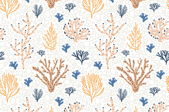 Corals and seaweed set and seamless in Illustrations - product preview 13