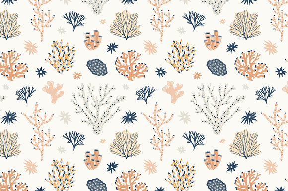 Corals and seaweed set and seamless in Illustrations - product preview 15