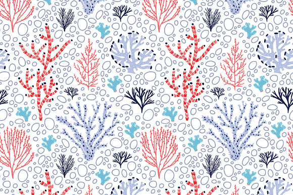 Corals and seaweed set and seamless in Illustrations - product preview 16