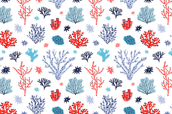 Corals and seaweed set and seamless in Illustrations - product preview 19