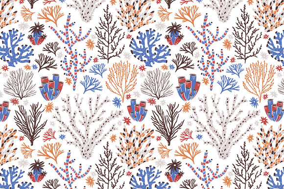 Corals and seaweed set and seamless in Illustrations - product preview 20