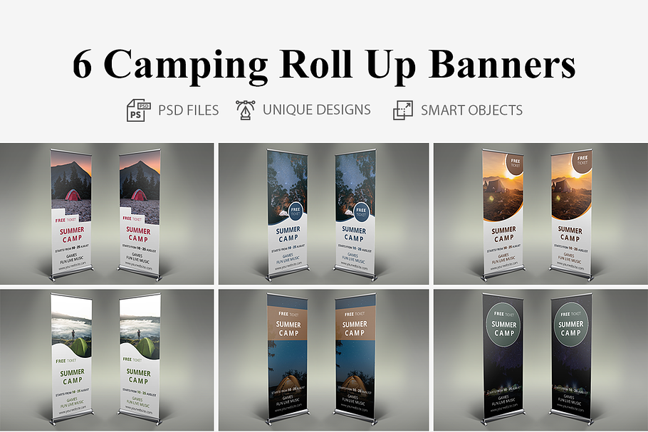Camping Roll Up Banners in Presentation Templates - product preview 8
