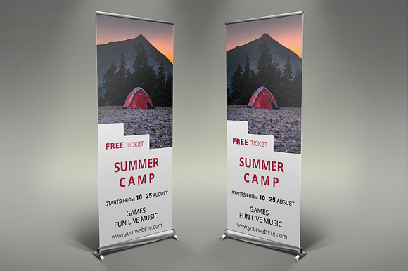 Camping Roll Up Banners in Presentation Templates - product preview 1
