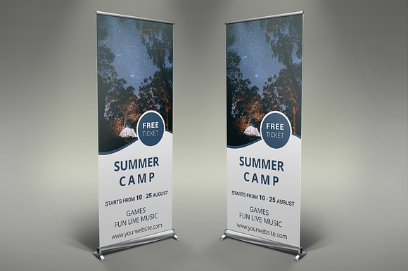 Camping Roll Up Banners in Presentation Templates - product preview 2