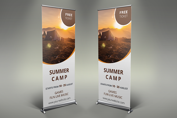 Camping Roll Up Banners in Presentation Templates - product preview 3