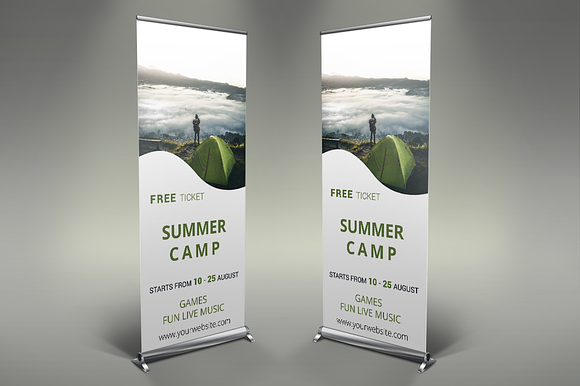 Camping Roll Up Banners in Presentation Templates - product preview 4