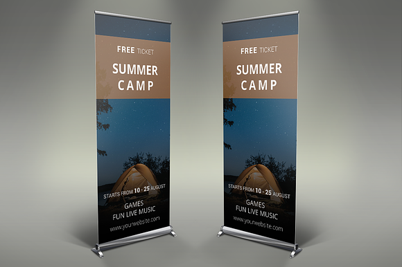 Camping Roll Up Banners in Presentation Templates - product preview 5