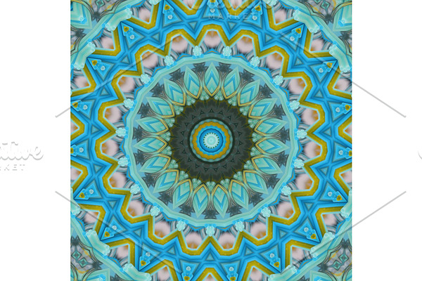 Kaleidoscope background blue mandala