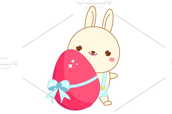 Cute kawaii Easter bunny icon