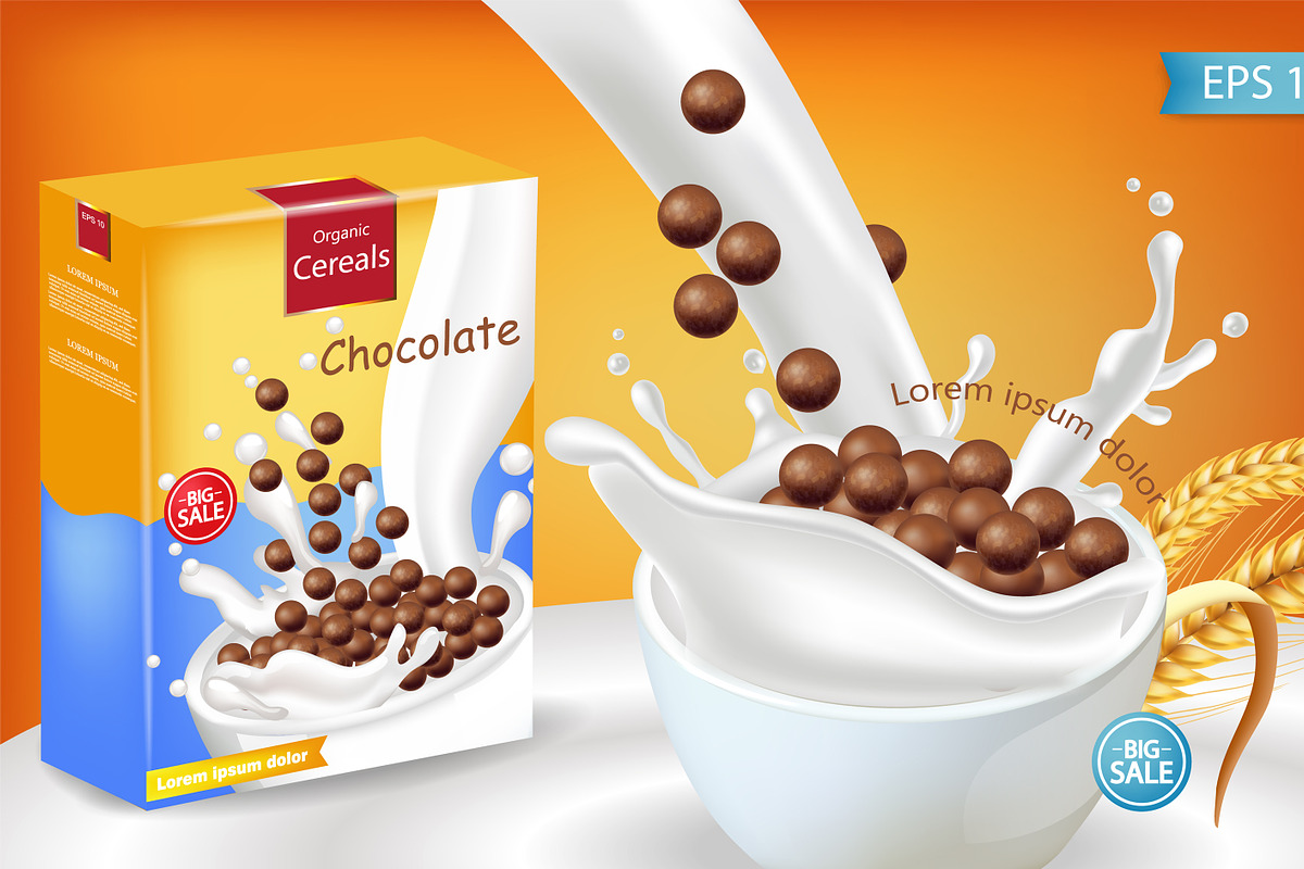 Chocolate cereal milk package mockup in Product Mockups - product preview 8