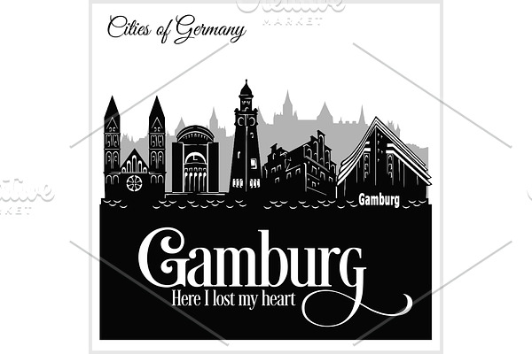 Gamburg - City in Germany. Detailed