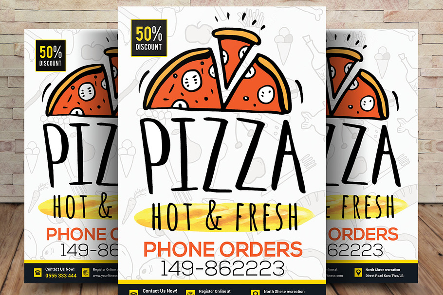 Hot & Fresh Pizza Parlor Flyer in Flyer Templates - product preview 8