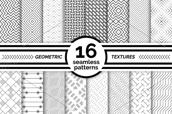 Geometric seamless patterns. Big set