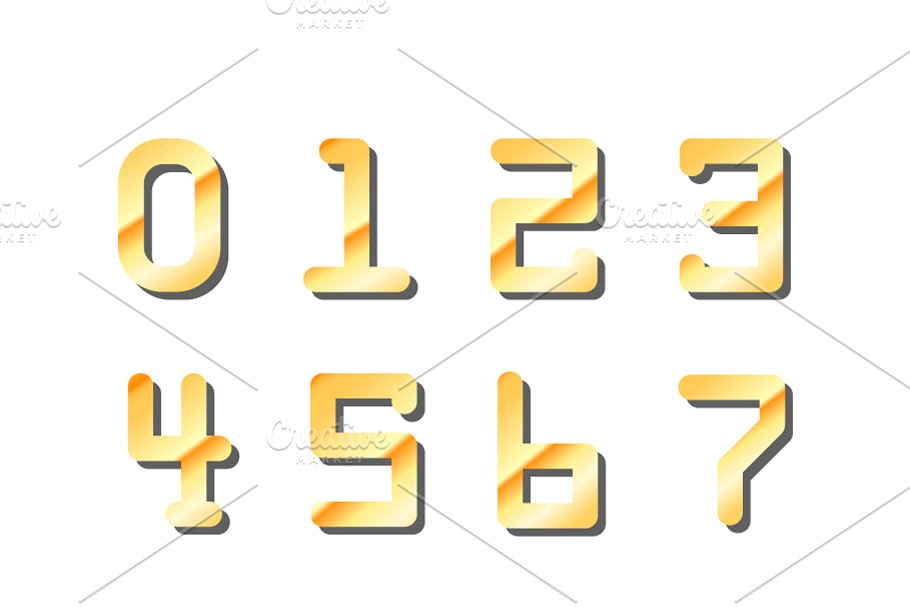 Credit card golden glossy numbers in Objects - product preview 8