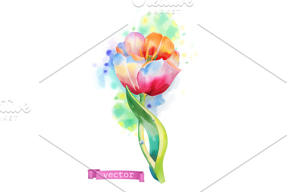 Spring flowers, rose, tulip, vector in Icons - product preview 1