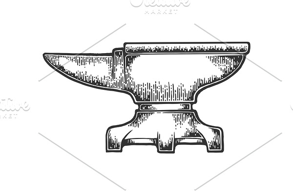 Anvil sketch engraving vector