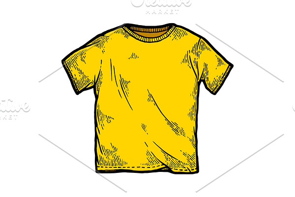 Yellow color t-shirt sketch