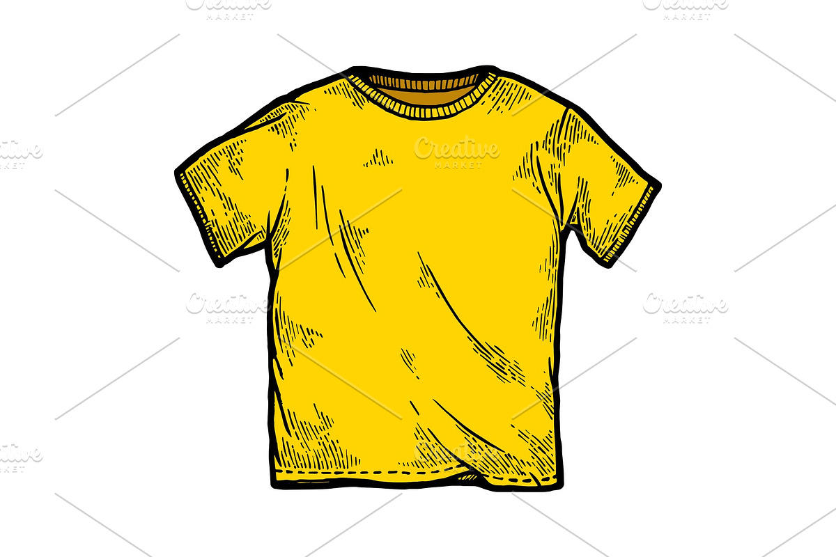Yellow color t-shirt sketch in Illustrations - product preview 8