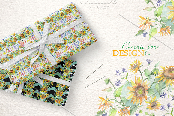 Bouquets with sunflowers Watercolor in Illustrations - product preview 4
