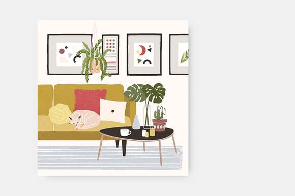 Cozy living room in Illustrations - product preview 1