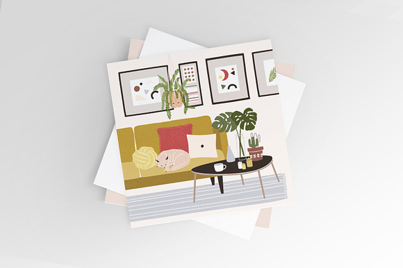 Cozy living room in Illustrations - product preview 2