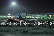 Loading cargo into Aeroflot plane at