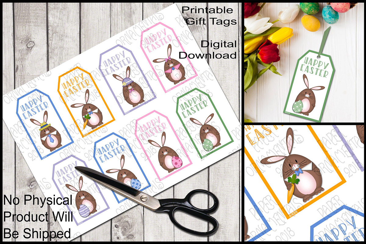 Gift Tags, Brown Easter Bunnies in Objects - product preview 8