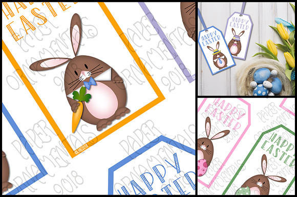 Gift Tags, Brown Easter Bunnies in Objects - product preview 2