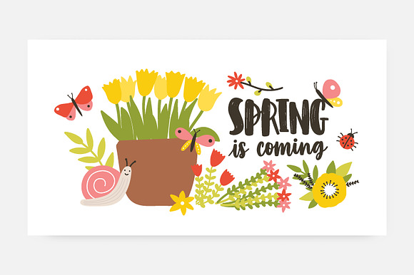 Spring set and seamless in Illustrations - product preview 2