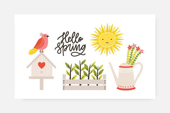 Spring set and seamless in Illustrations - product preview 3